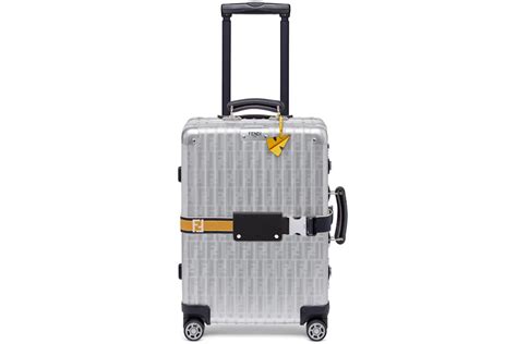 Fendi x Rimowa Cabin Trolley Luggage Zucca Yellow Web Belt 